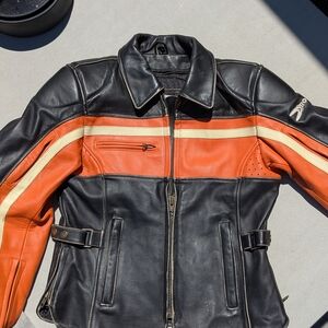 Black and Orange Leather Jacket